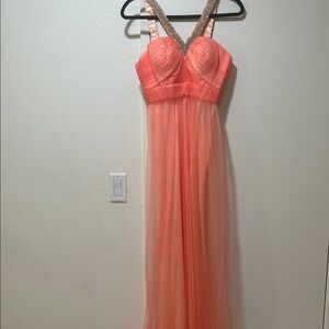 Elegant Coral Evening Gown